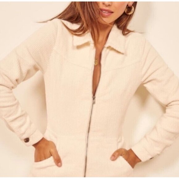 Reformation Aaron corduroy jumpsuit in bone Size 12 - Picture 16 of 16